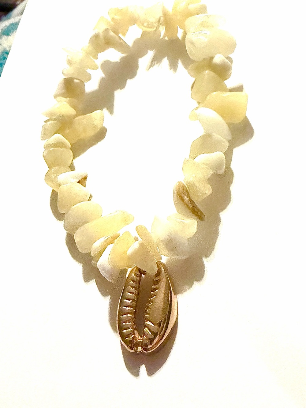 Crystal Bead Cowrie Shell Charm Bracelet